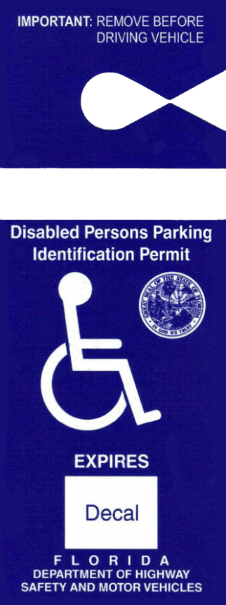 Florida Disabled Permit Hang Tag