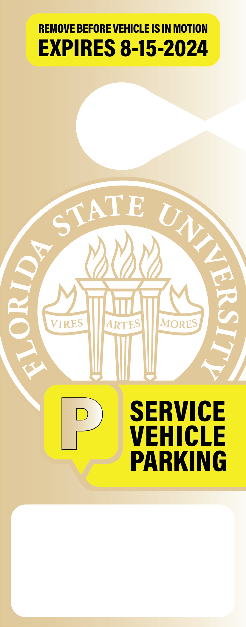 FSU Service Vehicle Hang Tag Parking Permit