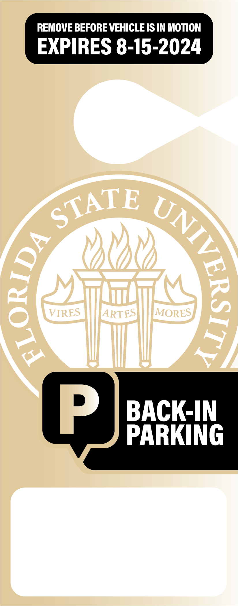 FSU Back-In Hang Tag Parking Permit