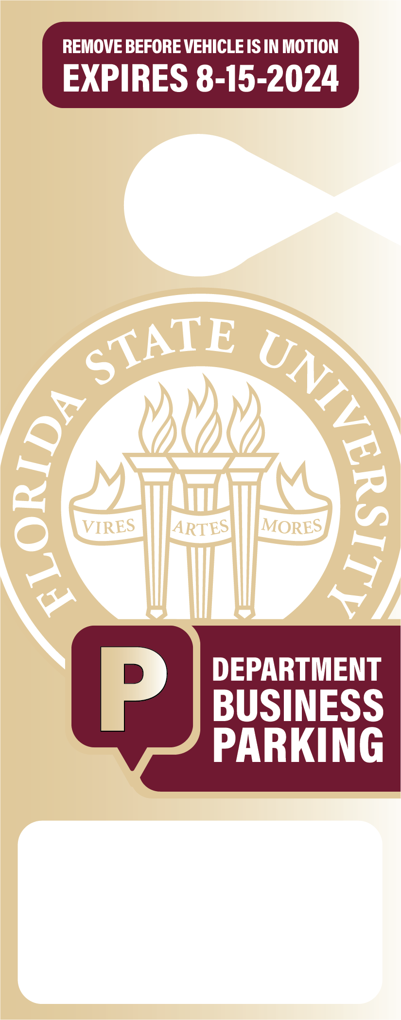 FSU Departmental Parking Hang-Tag parking Permit