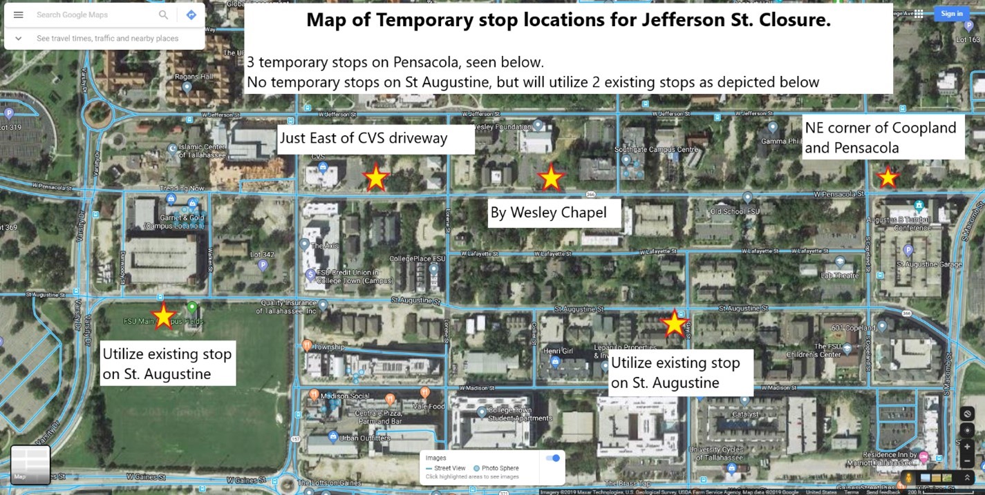 Fsu Bus Routes Map Seminole Express Temporary Detours | Transportation & Parking Services