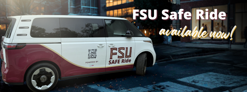 Banner showing the FSU Safe Ride van