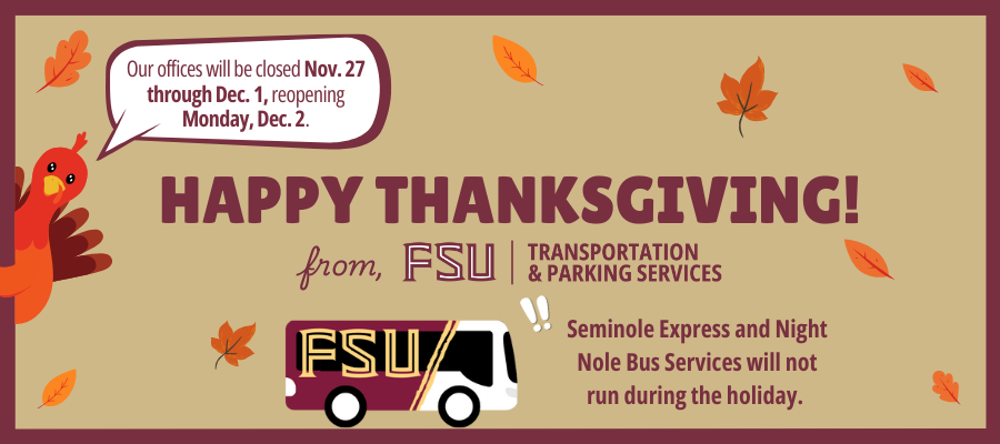 Notice about transportation changes over Thanksgiving break